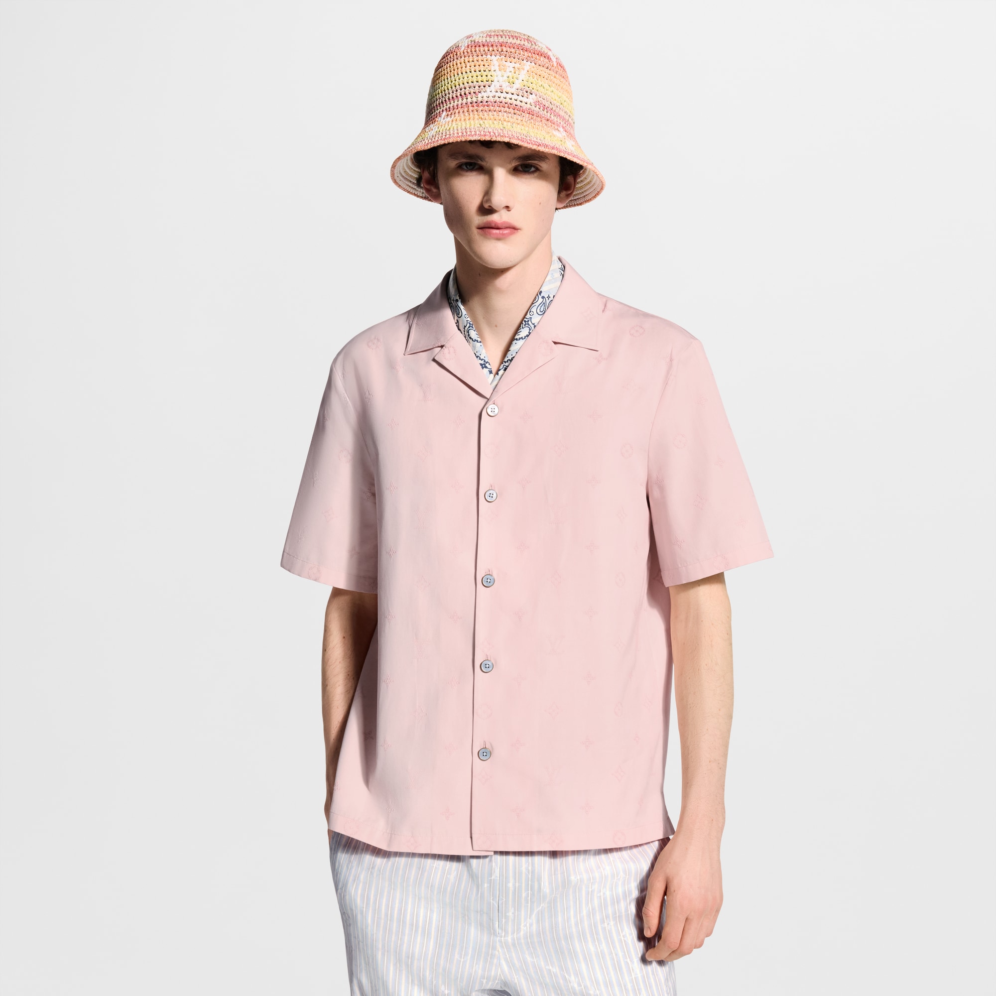 Embroidered Open Collar Short-Sleeved Shirt - Ready-to-Wear